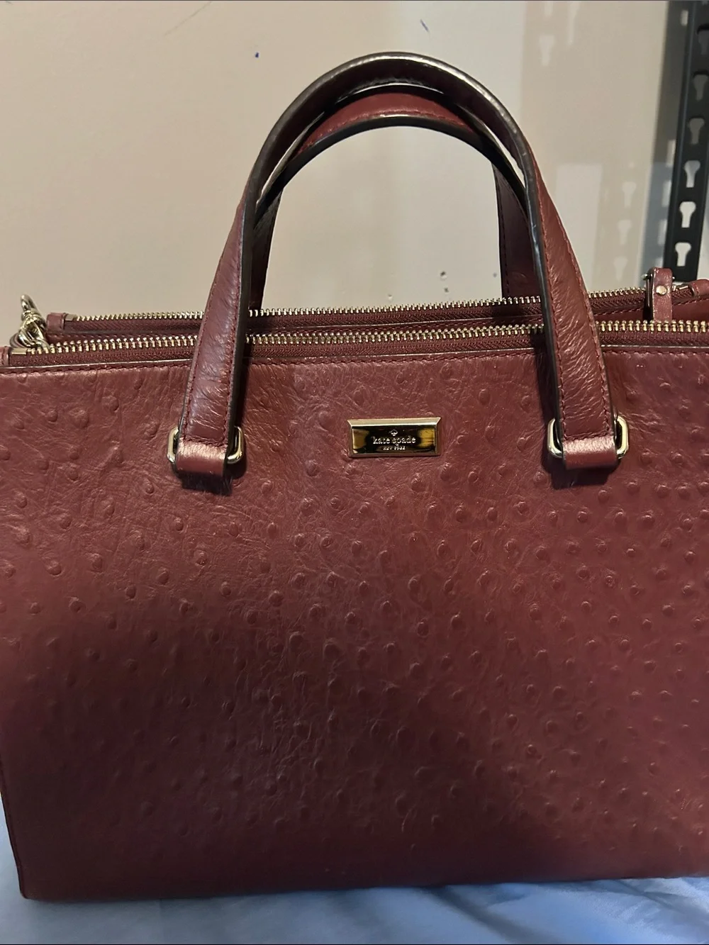 kate spade Textured Burgundy Satchel with Gold Hardware